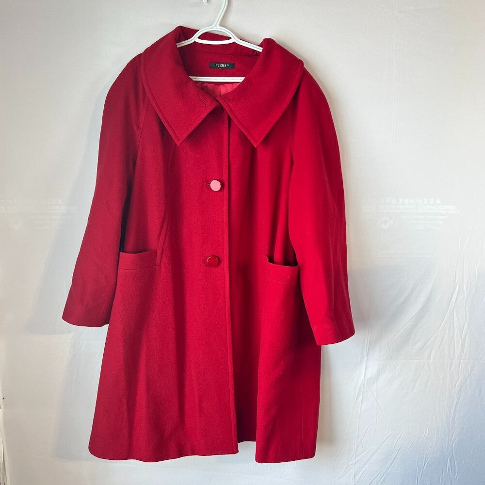 VINTAGE Louben 22W Red Wool‑Cashmere Coat • Luxe Canadian Craftsmanship